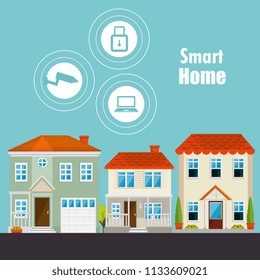 smart house with set services icons