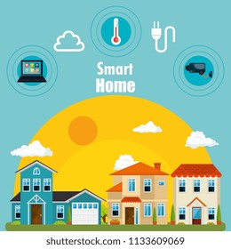 smart house with set services icons