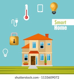 smart house with set services icons