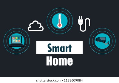 smart house with set services icons