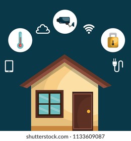 smart house with set services icons
