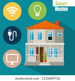 smart house with set services icons
