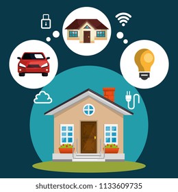 smart house with set services icons