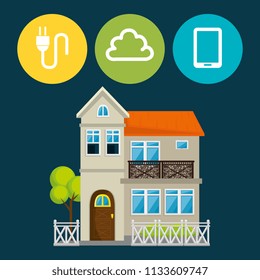 smart house with set services icons