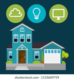 smart house with set services icons