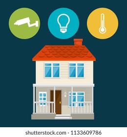 smart house with set services icons
