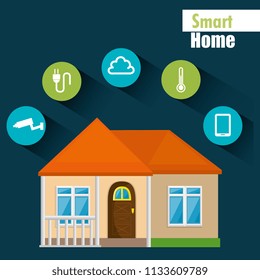 smart house with set services icons
