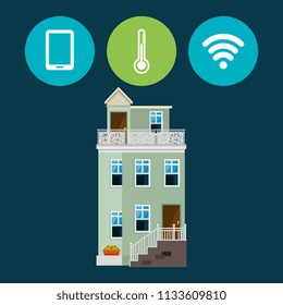 smart house with set services icons