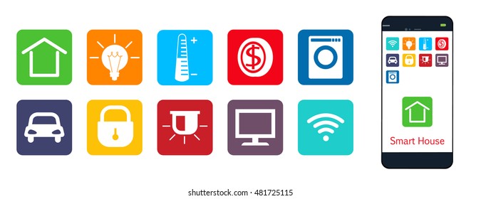 Smart House , a set of web icons . The house , climate , security , protection , money , energy , appliances