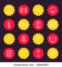 smart house system icons set, home automation control vector pictograms, linear style