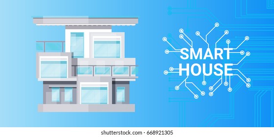 Smart House Technology Control System Icon Infographic With Copy Space Vector Illustration