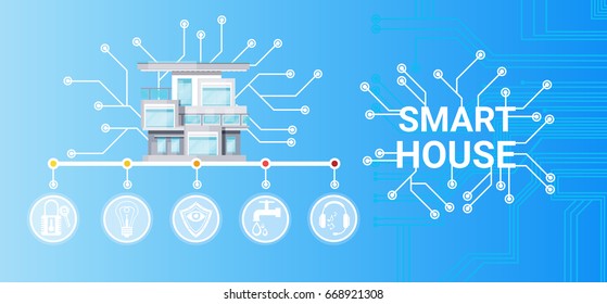 Smart House Technology Control System Icon Infographic With Copy Space Vector Illustration