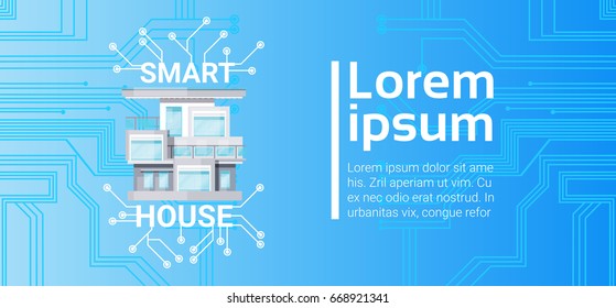 Smart House Technology Control System Icon Infographic With Copy Space Vector Illustration