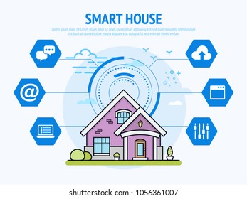Smart House Technology Of Home Automation Concept. Vector illustration 