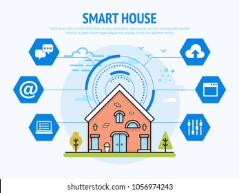 Smart House Technology Of Home Automation Concept. Vector illustration 