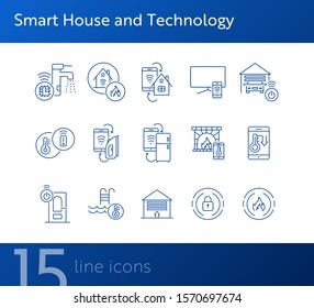 Smart House and Technology line icon set. Linear vector. Smart house concept. Flat illustration can be used for web design, interface, mobile application, infographics, advertising