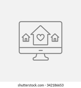 Smart house technology line icon for web, mobile and infographics. Vector dark grey icon isolated on light grey background.
