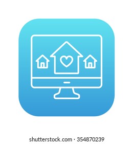 Icono de línea de tecnología de Smart House para web, móviles e infografías. Icono de blanco vector en el cuadrado de gradiente azul con esquinas redondeadas aisladas en fondo blanco.