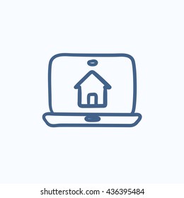Icono de esbozo vectorial de tecnología Smart House aislado en segundo plano. Icono de tecnología Smart house dibujado a mano. Icono de boceto de tecnología inteligente para infografía, sitio web o aplicación.