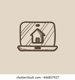 Icono de esbozo vectorial de tecnología Smart House aislado en segundo plano. Icono de tecnología Smart house dibujado a mano. Icono de boceto de tecnología inteligente para infografía, sitio web o aplicación.