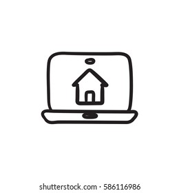 Smart house technology vector sketch icon isolated on background. Hand drawn Smart house technology icon. Smart house technology sketch icon for infographic, website or app.