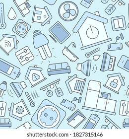 Smart House: fondo de color vectorial (patrón sin inconvenientes) de las tecnologías de administración de seguridad doméstica para diseño gráfico