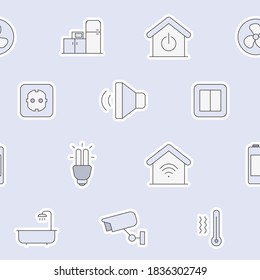 Smart House: fondo de color vectorial (patrón sin inconvenientes) de las tecnologías de administración de seguridad doméstica para diseño gráfico