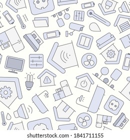 Smart House - Vector color background (seamless pattern) of home security management technologies for graphic design