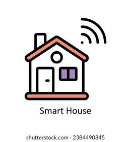 Ilustración de diseño de esquema relleno del vector Smart House. Símbolo del archivo EPS 10 de fondo blanco