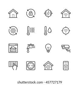 Smart house vector icon set in thin line style