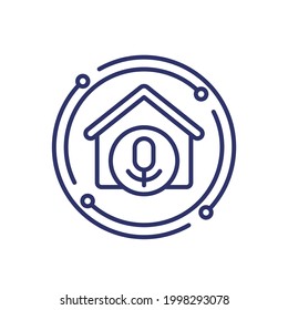 Smart house voice control line icon