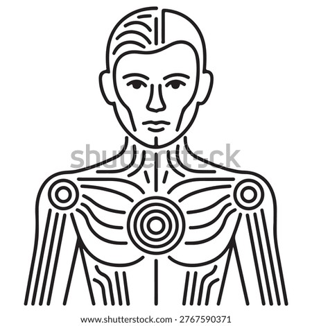 Smart Human Face Artificial Intelligence Circuit Line Icon
