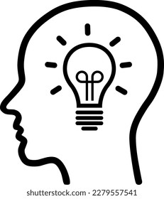 Icono inteligente de línea de cabeza humana como concepto de idea e imaginación cerebral