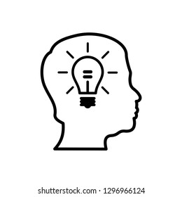 Smart human head think bulb idea logo vector 