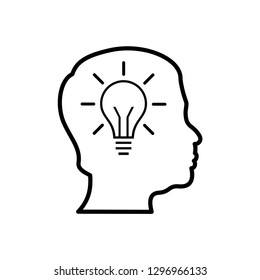 Smart human head think bulb idea logo vector 