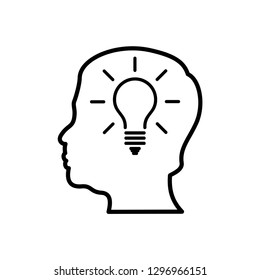 Smart human head think bulb idea logo vector 