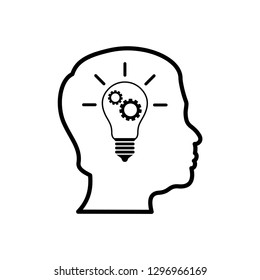 Smart human head think bulb idea logo vector 