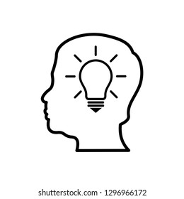 Smart human head think bulb idea logo vector 