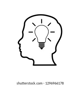 Smart human head think bulb idea logo vector 