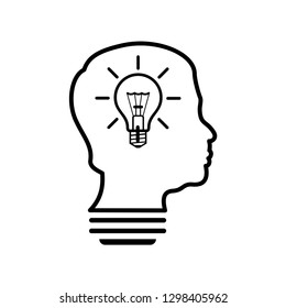 Smart human head think bulb idea logo vector