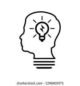 Smart human head think bulb idea logo vector