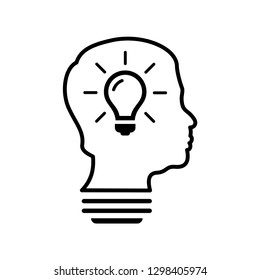 Smart human head think bulb idea logo vector