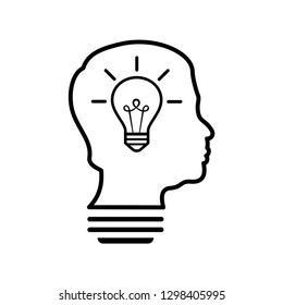 Smart human head think bulb idea logo vector