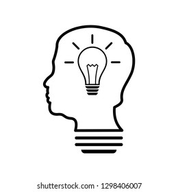 Smart human head think bulb idea logo vector