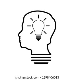 Smart human head think bulb idea logo vector