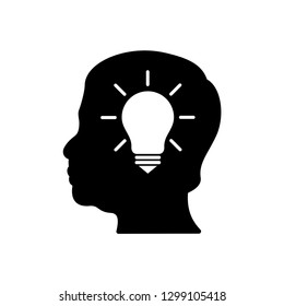 Smart Human head think bulb idea logo vector