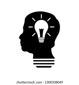 Smart Human head think bulb idea logo vector