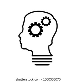 Smart Human head think bulb idea logo vector