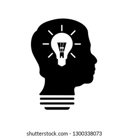 Smart Human head think bulb idea logo vector
