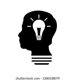 Smart Human head think bulb idea logo vector